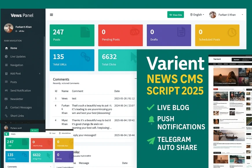 आपकी न्यूज़ वेबसाइट के लिए आधुनिक मॉड्यूल्स | Varient News Script
