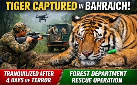 UP News: बहराइच में चार दिन से दहशत फैला रहा बाघ पकड़ा गया | Katarniaghat Tiger Rescue